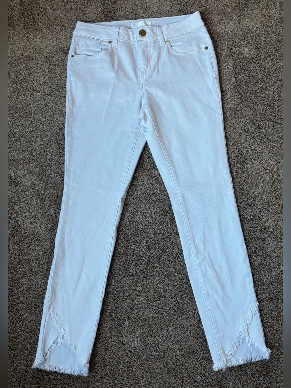 1822 Denim Butter Skinny Jeans Crisp White Raw Cut Ankle size 4